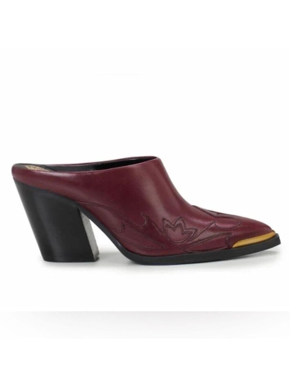 VINCE CAMUTO GRETA Burgundy Mule Cowboy Boots Western Cowgirl Leather sz 8M